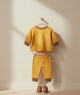 Mfestiva Boys & Girls Casual T-shirt Pant(Yellow)