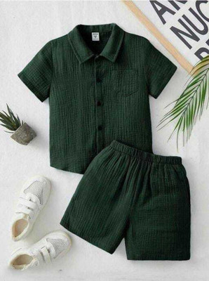 RIVEREYE Baby Boys & Baby Girls Casual Shirt Shorts(GREEN)