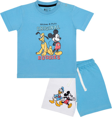 BodyCare Baby Boys Mickey Casual T-shirt Shorts(BABY BLUE)