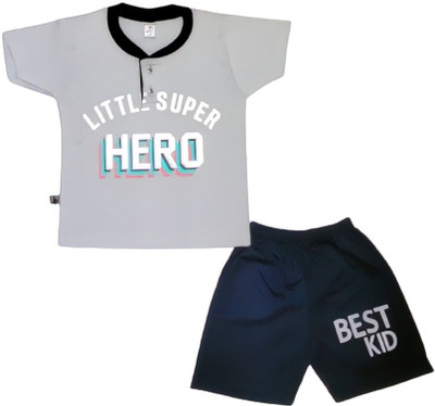 SANWARIA CLUBB Baby Boys Casual T-shirt Shorts(CEMENT, NAVY)