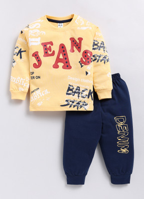 TINY BINY Boys Casual T-shirt Track Pants(Mango)