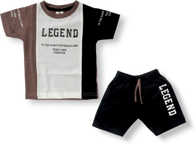 THE LIL THREADS Baby Boys Casual T-shirt Shorts(Brown)