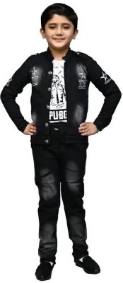 HPN CLOTHING Boys Party(Festive) Jacket Jeans(Black)