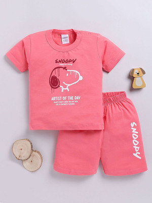 YK X Tinyo Boys & Girls Pluto Casual T-shirt Shorts(Peach)
