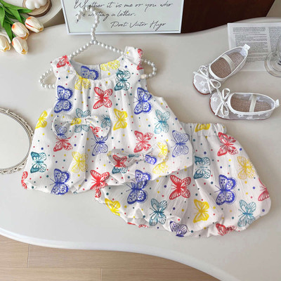 ARFANET Baby Girls Casual Top Shorts(Butterfly Whimsy)