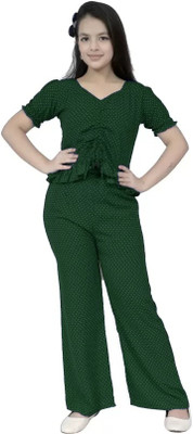 LIME N LEMON Girls Casual Top Pant(GREEN)