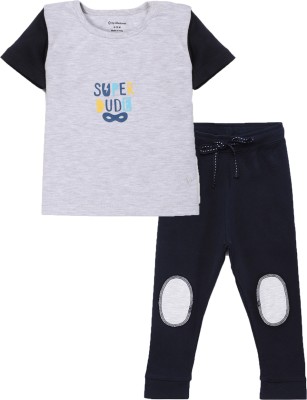 My Milestones Baby Boys Casual T-shirt Pant(Grey and Navy)