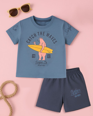 KidsCute Baby Boys Casual T-shirt Shorts(Darkblue,Grey)
