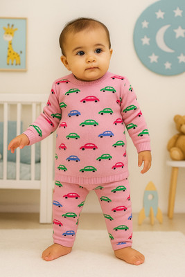 Shakubhar Self Design Round Neck Casual Baby Boys & Baby Girls Multicolor Sweater