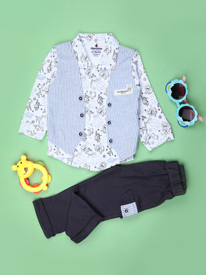 V-MART Baby Boys Casual Shirt Pant(St. Blue)