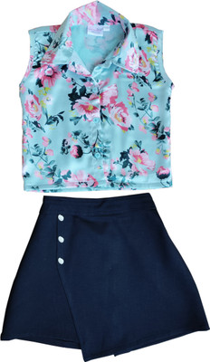 SILK SPARROW Girls Casual Top Skirt(Green)