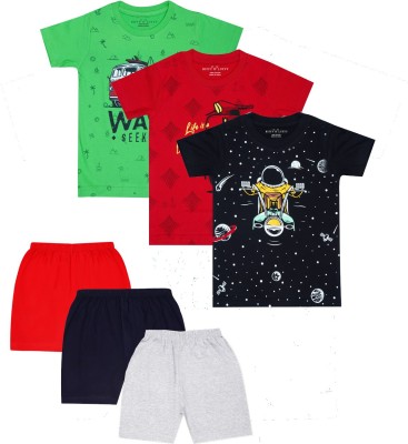 35 Degrees Boys Casual T-shirt Shorts(Black Red Green)