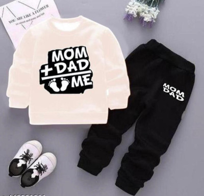 MUSNAHGARMENTS Baby Boys & Baby Girls Casual T-shirt Pyjama(White And Black)