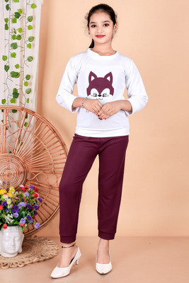S K MAHIR FASHION Girls Party(Festive) Capri Top, Pant(MAROON)