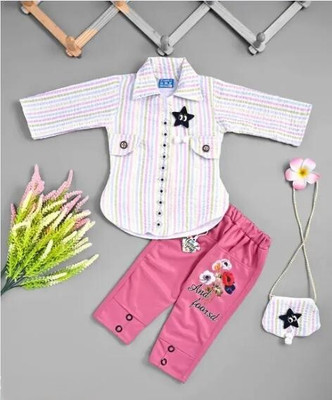 S R F Girls Party(Festive) Shirt Pant(PINK)