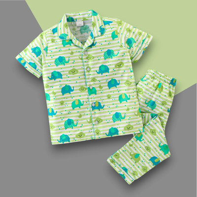 VRUKSHMANI Kids Nightwear Baby Boys & Baby Girls Printed Cotton Blend(Multicolor Pack of 1)