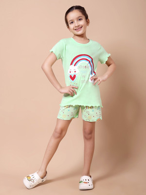 Freeze and Frost Girls Casual T-shirt Shorts(Green)