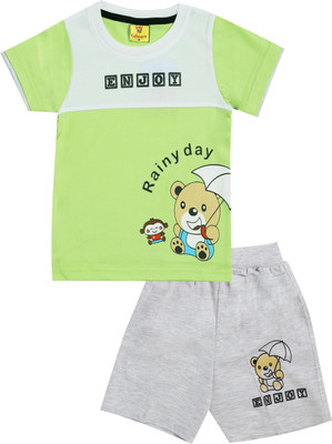 Kiddie Clap Baby Boys Casual T-shirt Shorts(Green)