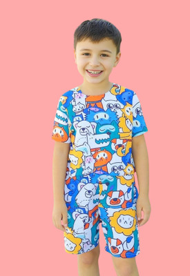 VetaWear Boys & Girls Jungle Book Party(Festive) T-shirt Shorts(Firozi)