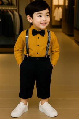 Bleckz Someck Boys Party(Festive) Shirt Pant(Yellow)