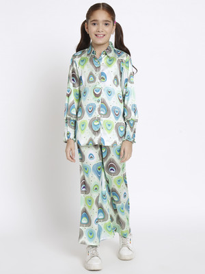 Readiprint Fashions Girls Party(Festive) Top Trouser(Green)
