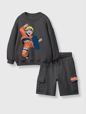 Nap Chief Boys & Girls Casual Sweatshirt Shorts(Dark Grey)