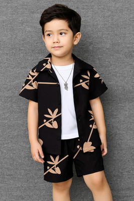 RAXAENTERPRISE Boys Casual Shirt Shorts(Black)