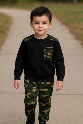 Rukku Baby Boys Casual T-shirt Track Pants(BLACK COLOR, MULTI COLOR)