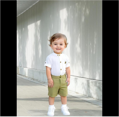 Riyannshi Boys Casual Shirt Pant(Green)