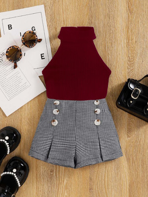 HouseOfCommon Baby Girls Steffi Love Party(Festive) Top Skirt(MAROON)