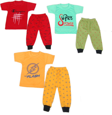 FB GROUP OF COMPANY Baby Boys & Baby Girls Casual T-shirt Track Pants(multicolor)