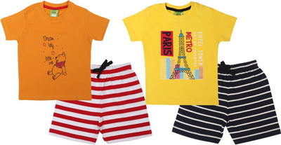 ShaishavWears Baby Boys Casual T-shirt Shorts(Mustrad - YellowC)