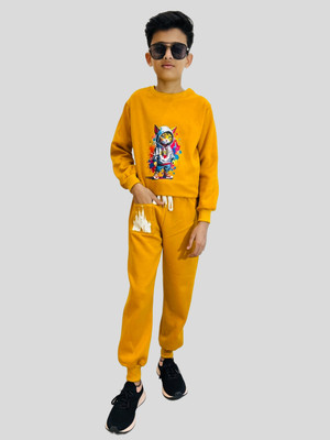 Al-Hudooms Boys Casual Sweatshirt Trouser(Mustard)