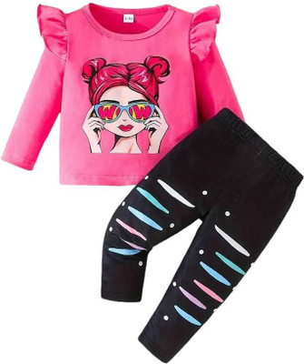 KEESOR Baby Girls Casual T-shirt Pant(ROSE)