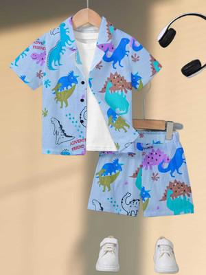 Sainal Enterprises Baby Boys & Baby Girls Dinosaur Casual Shirt Shorts(Blue)