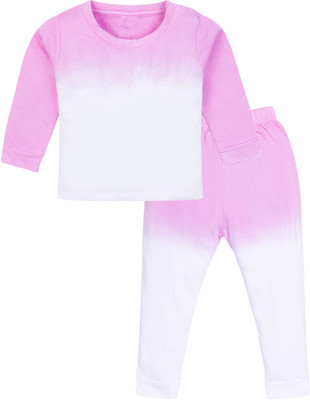 Guti Boys & Girls Casual T-shirt Pyjama(Purple&White)