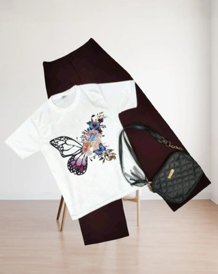 TarrenT HunT Girls Casual T-shirt Pant(FLY WINE)