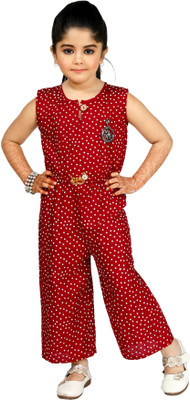 CHANDRIKA LIFESTYLE Polka Print Girls Jumpsuit