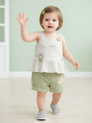 BABY'S DAY Baby Girls Casual Top Shorts(Green)