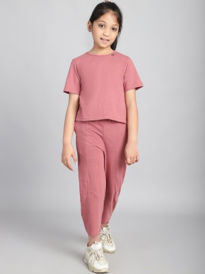 BAAWRI Girls Casual Top Pant(Fade Rose)