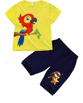 Delta Fashion Baby Boys & Baby Girls Casual T-shirt Shorts(Yellow, Blue)