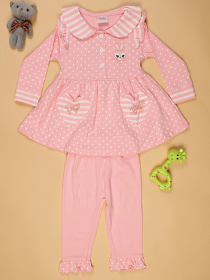V-MART Baby Girls Casual Top Legging(Rust Brown)