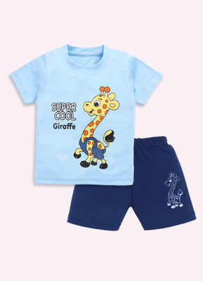 KOLKIDS Baby Boys & Baby Girls Casual T-shirt Shorts(POWDER BLUE)