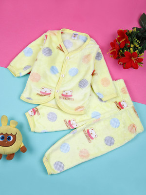 V-MART Baby Boys & Baby Girls Casual T-shirt Pyjama(Yellow)