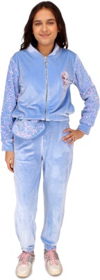 Cutecumber Baby Girls Party(Festive) Sweatshirt Track Pants(Blue)