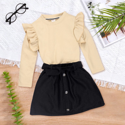 PORPY Girls Casual Top Skirt(chiku, black)