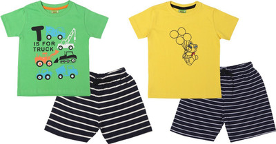 ShaishavWears Baby Boys Casual T-shirt Shorts(Green - Yellow)