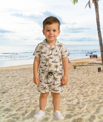 FASHION GRAB Boys Casual Shorts Shirt(Brown)