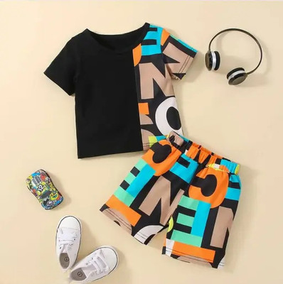 Siya Fashion Baby Boys Party(Festive) T-shirt Shorts(BLACK)