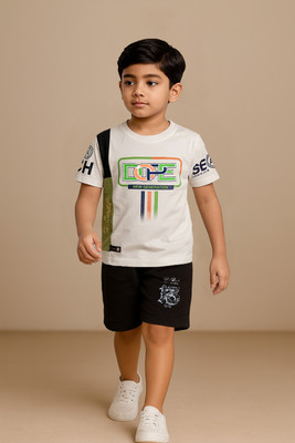 BLUEBARIC Boys Party(Festive) T-shirt Shorts(White)